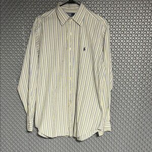 Polo by Ralph Lauren Men's Andrew Striped Shirt - Yellow and Blues 16 34/35 100%